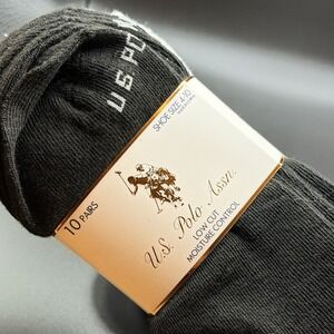 US Polo Assn Men Low Cut Socks Size 4-10 Moisture Control 10 Pairs Black & White